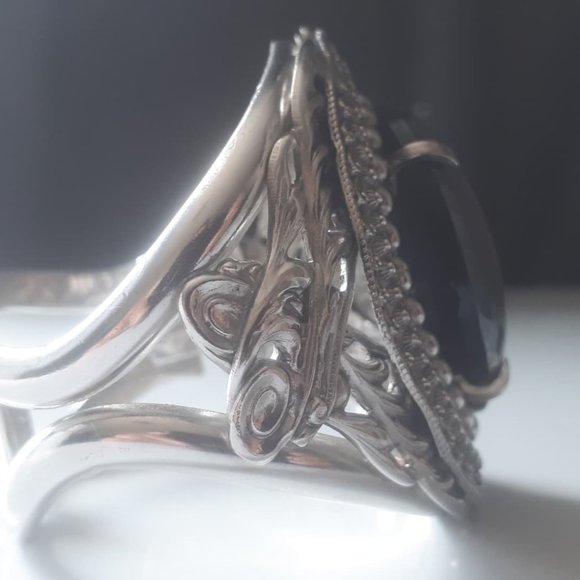 Art Nouveau Style Vintage Whiting & Davis Set - Bracelet & Clip on Earrings - Picture 3 of 6